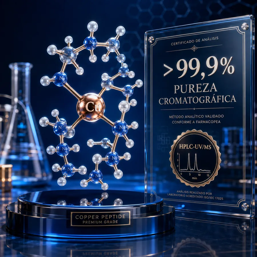 GHK-Cu com mais de 99,9% de pureza cromatográfica HPLC-UV/MS